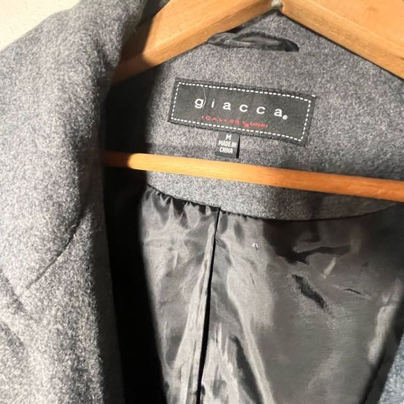 Giacca Wool Blend coat Belted Short Driving  StyleTrench Charcoal Gray size M - Picture 9 of 11